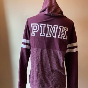 Pink Victoria’s Secret maroon jersey hoodie full zip size Small